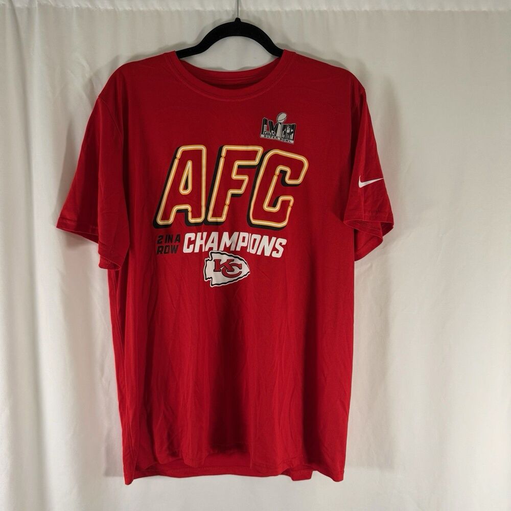 Kansas City Chiefs Nike AFC Champs LVIII Shirt XL Red Short Sleeve Short Sleeve